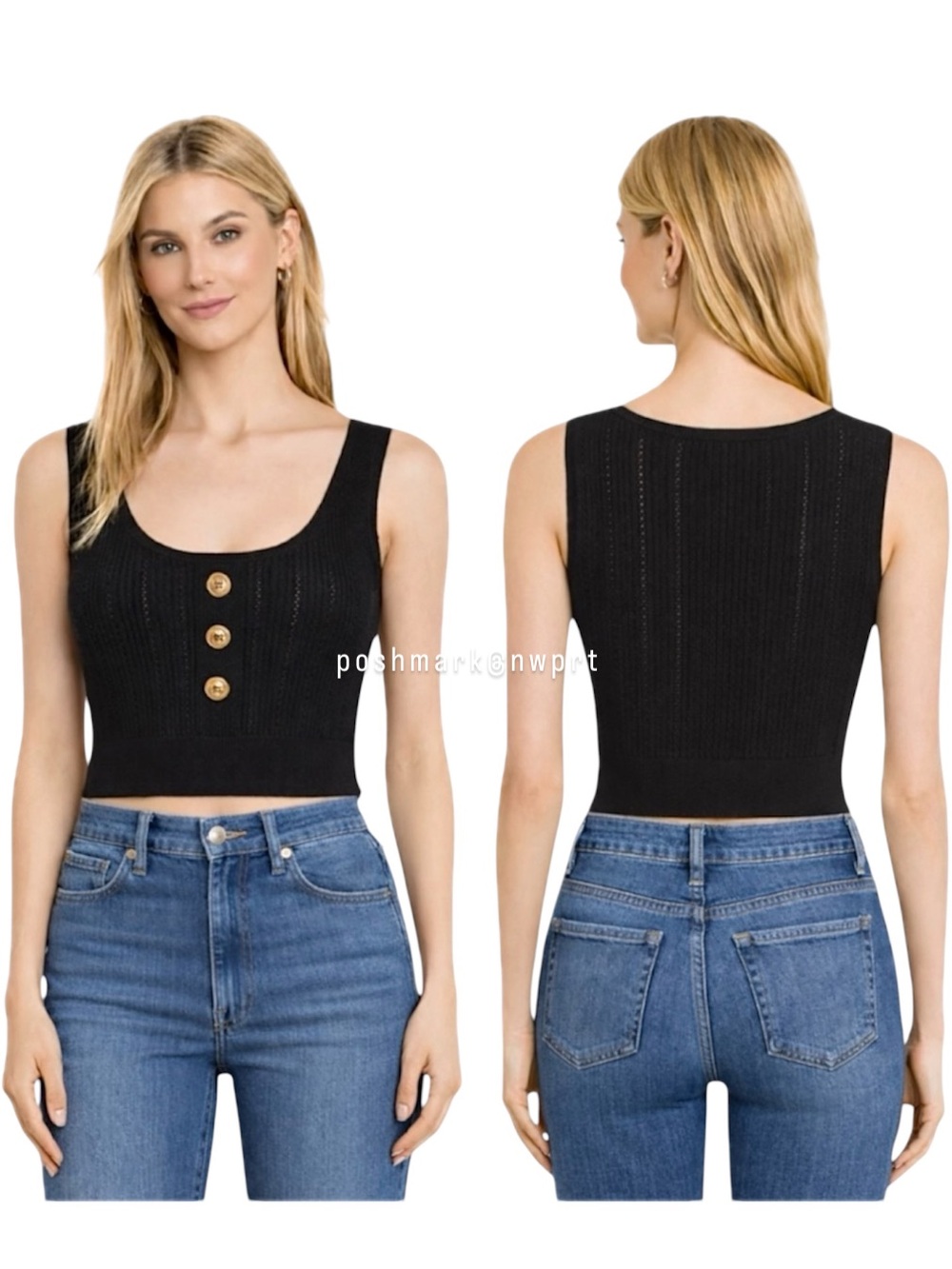 BALMAIN 🦁 Knit Cropped Tank Top Vest Shirt Black Small